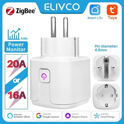 Tuya Smart Plug Zigbee EU 16A/20A Smart Socket With Power Mo