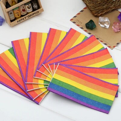 Rainbow Table Paper Napkins, Simple, Colorful, Striped,Paper