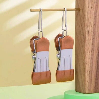 10pcs Stainless Steel Clothespins with No Trace Hook Hangers