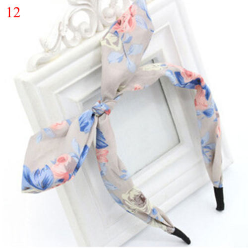 Sweet Big Bow Rabbit Ear Head Hoop Floral/Striped Women Head