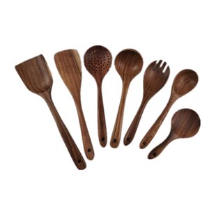 wood slotted Teak Solid spoon soup rice spatula small