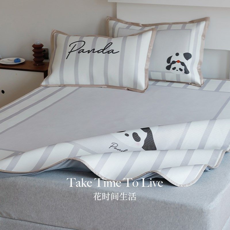 花时间生活夏季空调软席卡通印花凉爽冰丝席子透气床笠凉席三件,床上用品,冰丝席,淘宝优惠券,粉丝福利购,淘宝优惠卷