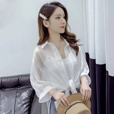 Casual Loose Hollow White Clothes Elegant Solid Color Tied W