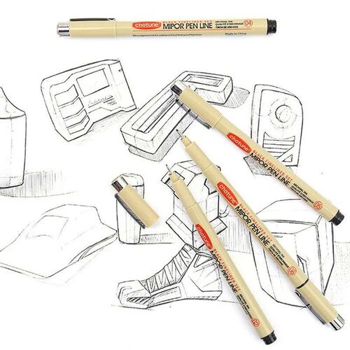 Manga Black Fineliner Marker Pens Art Supplies Waterproof Sk