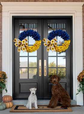 Shuangfu Ukrainian linen wreath Ukrainian flag wreath front