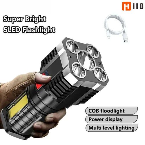 Hilo 5LED Flashlight Portable Powerful With COB Side Light 3