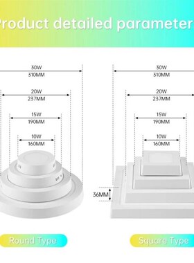 Led Ceiling Light Panel Light AC110-265V 10/15/20/30W Ceil