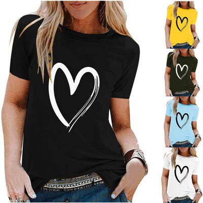 Summer love short-sleeved pullover round neck all-match T-sh
