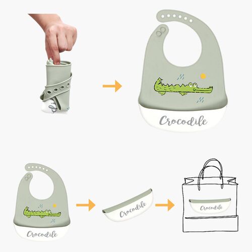 Cartoon Animal Baby Bibs Waterproof Soft Silicone Baby Girl