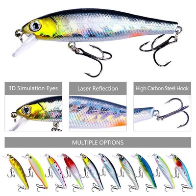 Minnow Crank Wobbler Jerkbait Fishing Lure 8.8Cm 9G Isca Art