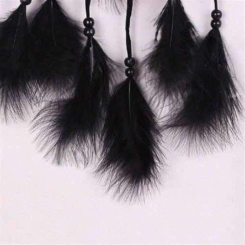 Feather Bead Dream Catcher Black Hanging Circle Dream