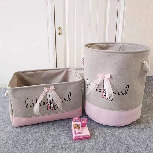 Pink Storage Basket for Girls Toys Cartoon Sundries Basket C