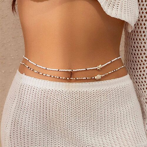 Bohemia Beaded Elasticity Waist Belly Chain Starfish Pendant