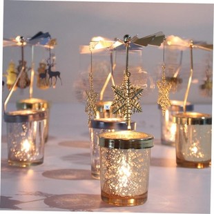 Gold Metal Candlestick Merry Christmas Table Decor For Home