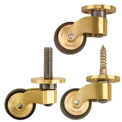 Bottom Width 4.2cm Brass Caster Wheels 360 Degree Swivel