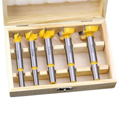 5PC Forstner Tips Hinge Boring Drill Bit Set for Carpentry W