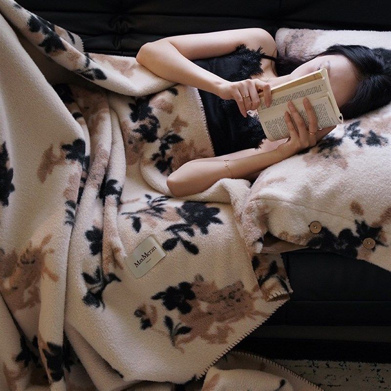 加厚冬季中古风复古花卉仿生羊绒毯子办公室午睡盖毯卧室沙发毯,床上用品,休闲毯/毛毯/绒毯,淘宝优惠券,粉丝福利购,淘宝优惠卷