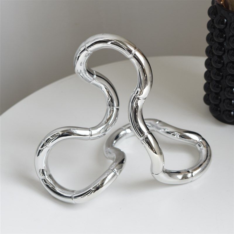 现代高级感艺术摆件电镀银莫比乌斯环抽象几何样板间家居装饰摆设,家居饰品,装饰摆件,淘宝优惠券,粉丝福利购,淘宝优惠卷