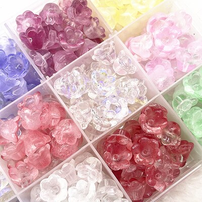 20pcs 7X12mm Colorful Flower Lampwork Beads Trumpet Flower S