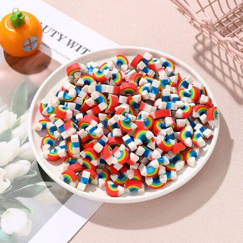 10Pcs/Lot Kawaii Rainbow Erasers Student Pencil Rubber Schoo