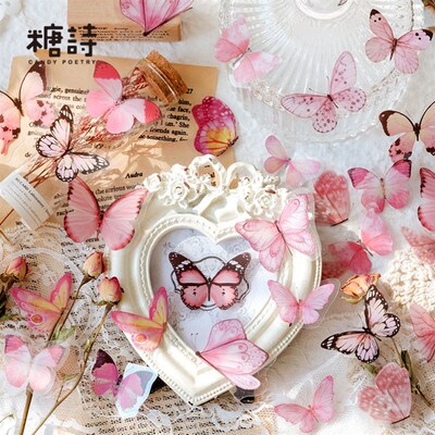 40 Pcs Vintage Butterfly Stickers Set Diy Scrapbook Decorati