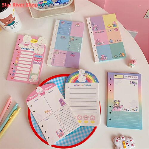 50sheets A6 Cartoon Ring Binder Paper Refill Notebook Cute D