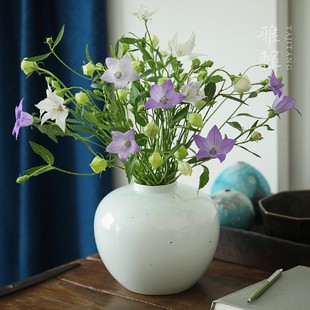 雅集堂 圆融 青白瓷大花瓶花插花器 家居空间茶席陈设Y