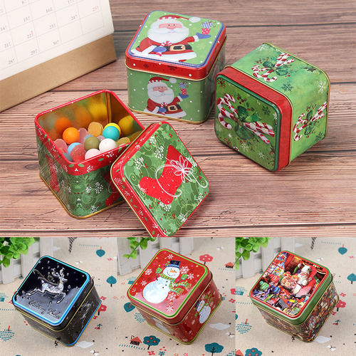 Christmas Cartoon Storage Candy Tin Box Candy Jar Christmas