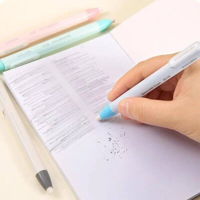 Simple Pen Type Erasers Press Push Pencil Eraser Portable Co