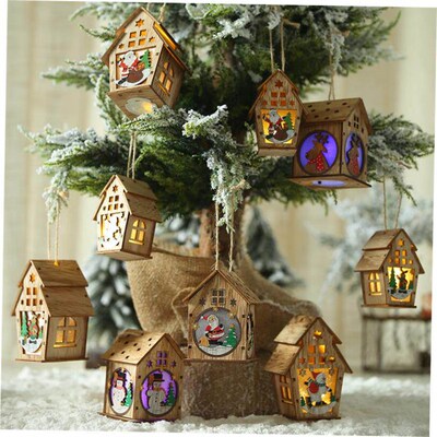 Festival Led Light Wood House Christmas Tree Decorations木屋