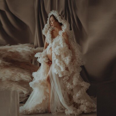 Luxury Evening Dresses Tulle Robes Custom Made Long Sheer Wo