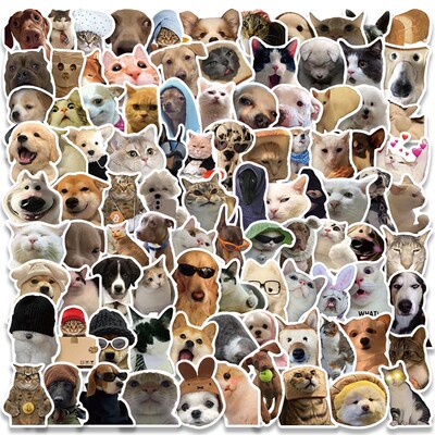 50/100pcs Cute Dog Cat MEME Funny Animals Stickers Aesthetic