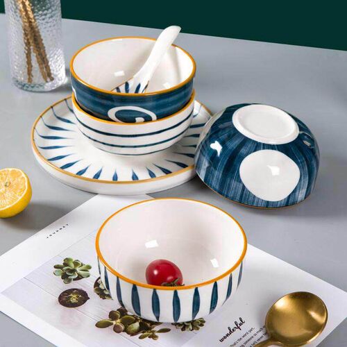 Ramen Bowl Ceramic Tableware Horn Bowl of Ramen Bowls Soup