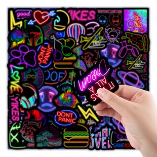 50PCS Cartoon Neon Light Graffiti Stickers Car Guitar Motorc
