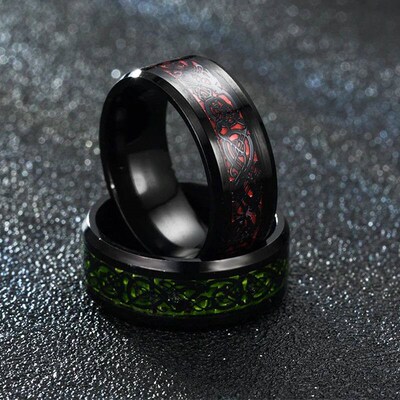 03 2024 Fashion Men Stainless Steel Dragon Ring Inlay Purple