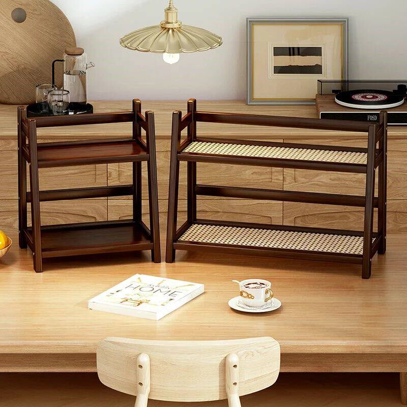 2 Layer Spice Caddy Shelf Bamboo Kitchen Storage Rack Deskto