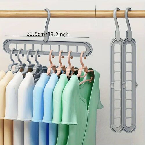 3pcs, Plastic 9-Hole Foldable Hangers, Heavy Duty Space Savi