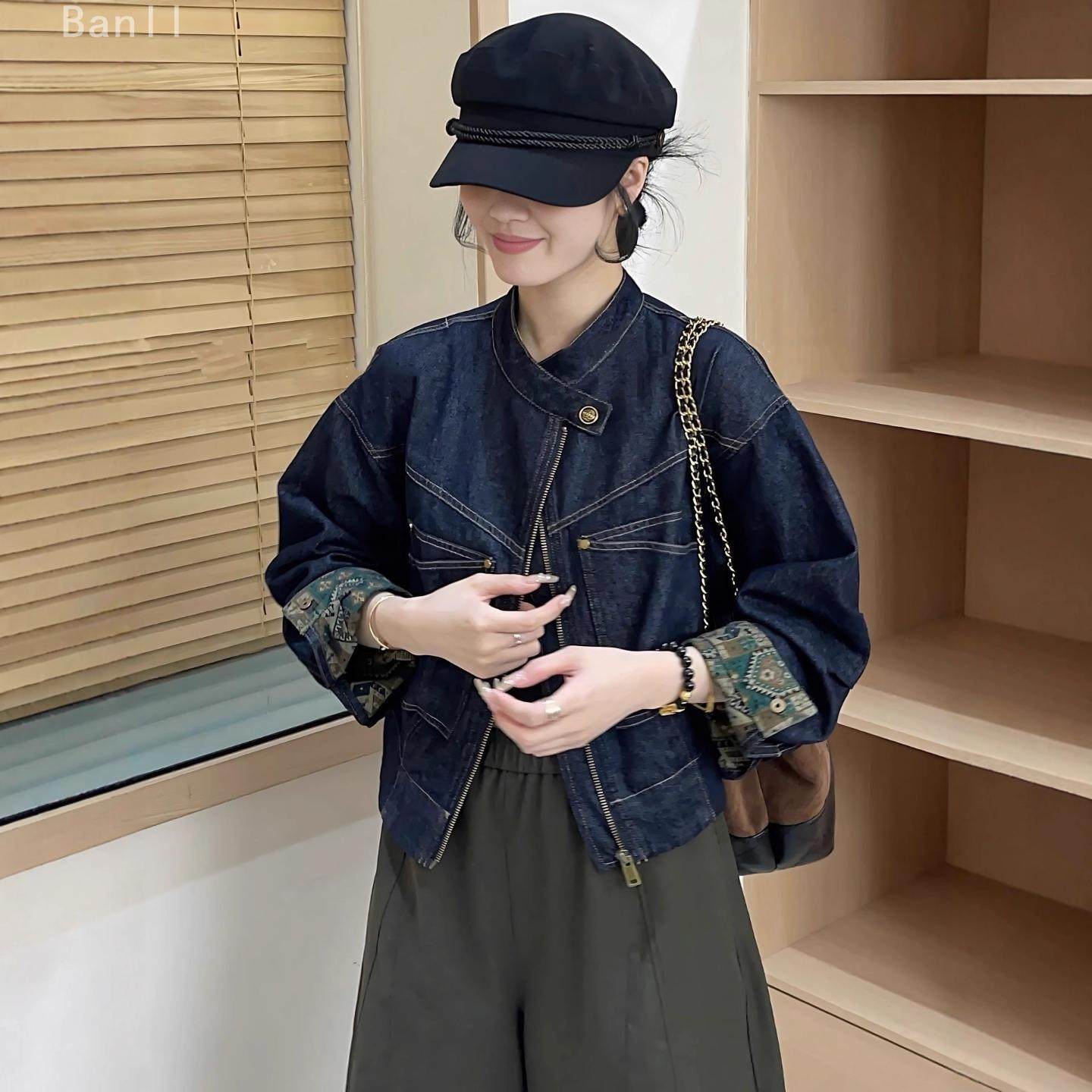 爆款高级感时尚立领牛仔短外套女装2025春秋款超好看洋气百搭夹克,女装/女士精品,短外套,淘宝优惠券,粉丝福利购,淘宝优惠卷