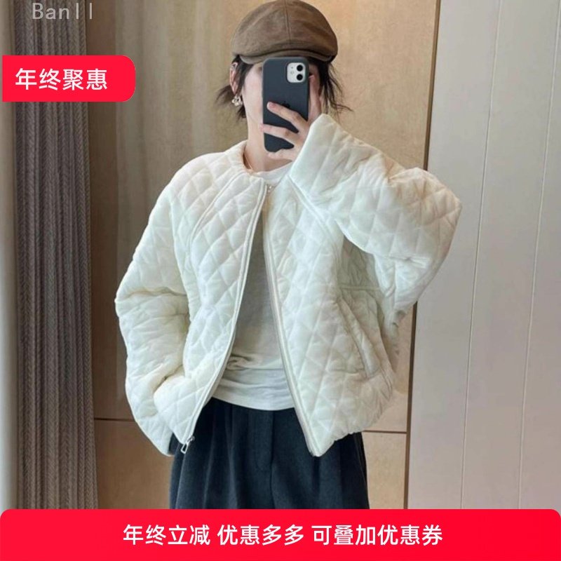 欧货丝绒菱形格棉衣女2025冬季新款宽松显瘦小个子棉服外套上衣潮,女装/女士精品,大码棉服,淘宝优惠券,粉丝福利购,淘宝优惠卷