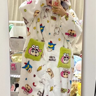 珊瑚绒睡衣冬季 可爱卡通睡袍可外穿家居服 女2025年新款
