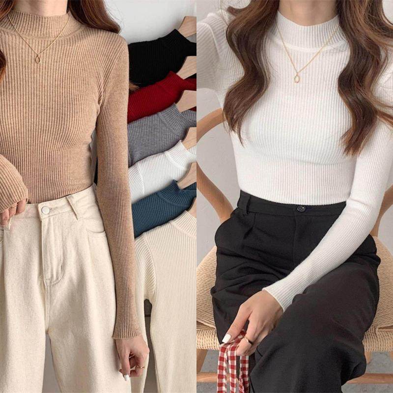 纯色基础半高领毛衣女秋冬季新款时尚修身显瘦长袖针织打底衫上衣,女装/女士精品,毛针织衫,淘宝优惠券,粉丝福利购,淘宝优惠卷