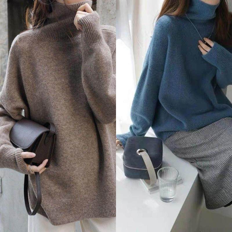 日系软糯奶系高领毛衣秋冬季宽松套头慵懒风宽松针织打底衫上衣潮,女装/女士精品,毛针织衫,淘宝优惠券,粉丝福利购,淘宝优惠卷