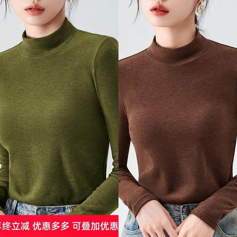 双面德绒打底衫女2025年新款女装气质半高领保暖内搭收腰纯色上衣,女装/女士精品,羊绒衫,淘宝优惠券,粉丝福利购,淘宝优惠卷