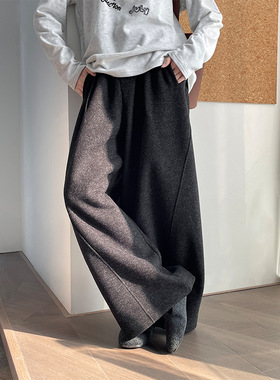 版型HAO好加绒休闲裤女高腰磨毛加厚松弛感阔腿裤26612
