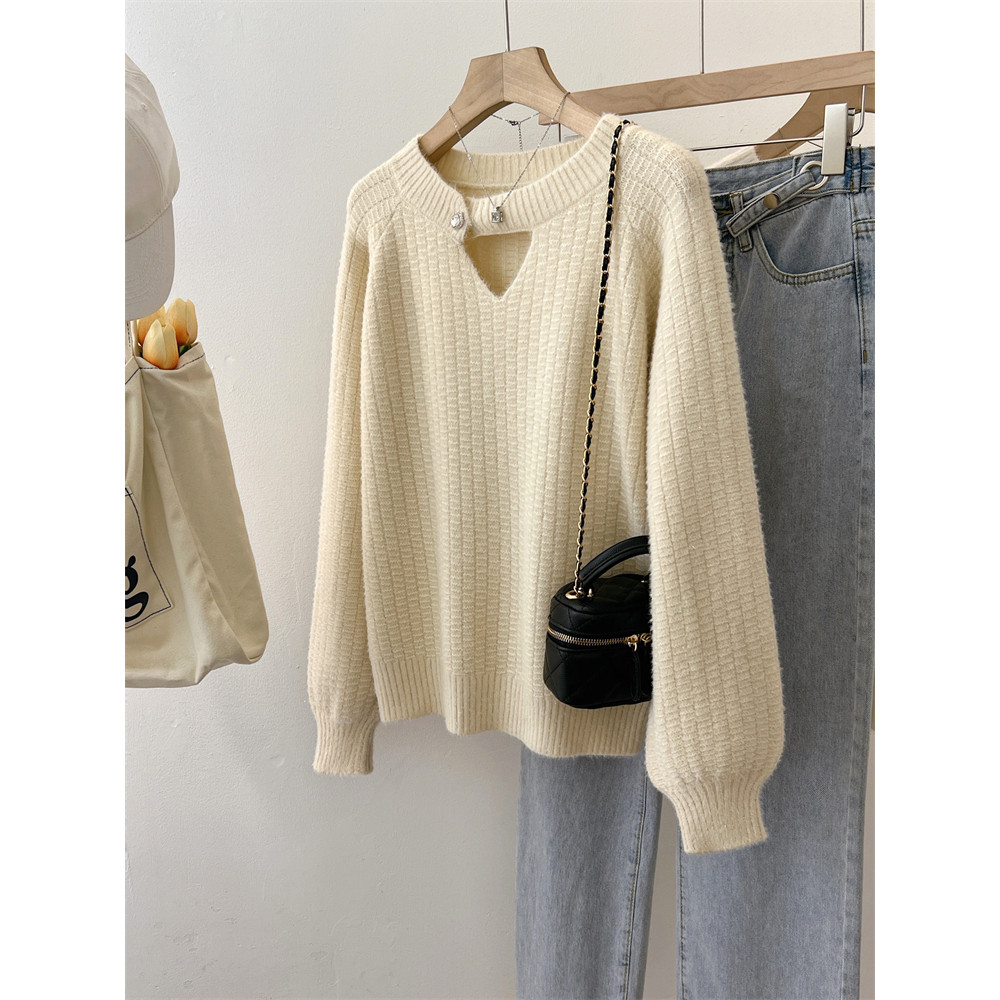 实拍 不起球貂毛套头毛衣女2025秋冬新款温柔软糯打底针织衫外穿,女装/女士精品,毛针织衫,淘宝优惠券,粉丝福利购,淘宝优惠卷