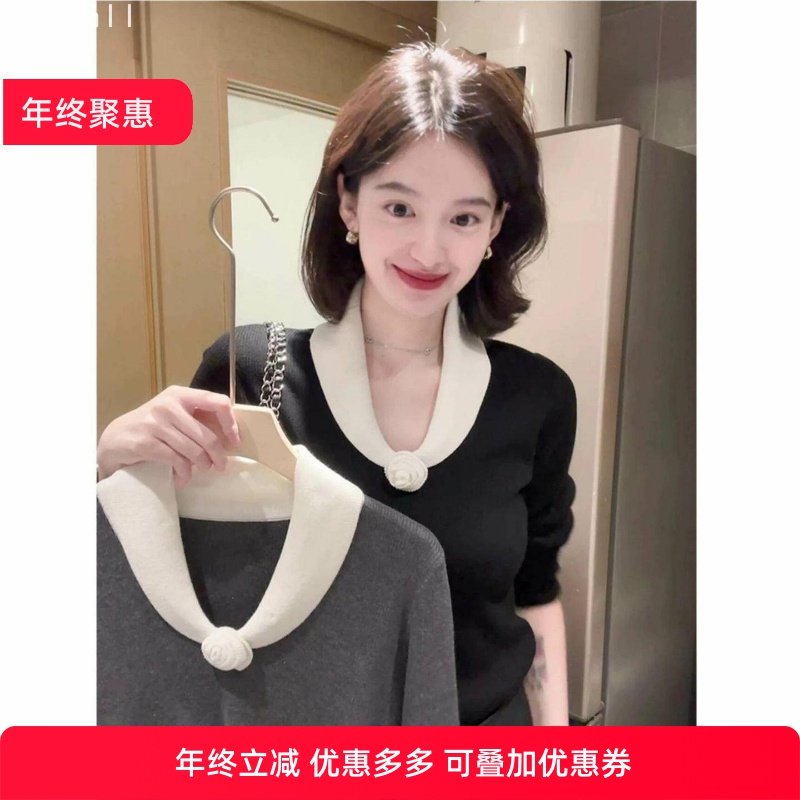 秋冬韩系氛围感穿搭慵懒高级感套头毛衣内搭打底白色羊绒针织衫女,女装/女士精品,羊绒衫,淘宝优惠券,粉丝福利购,淘宝优惠卷