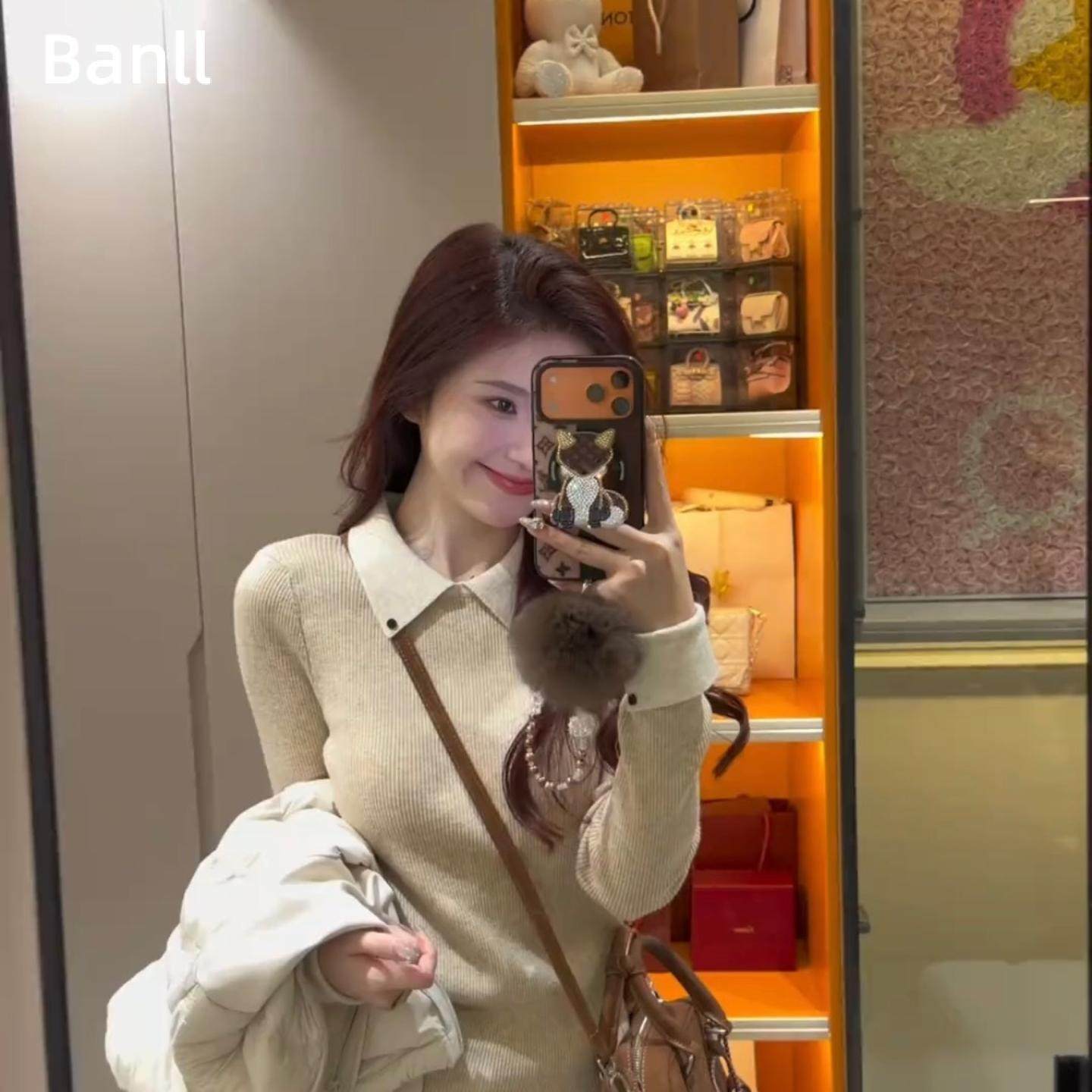 高级感撞色POLO领翻领针织衫秋冬上衣修身正肩内搭长袖女软糯毛衣,女装/女士精品,毛针织衫,淘宝优惠券,粉丝福利购,淘宝优惠卷