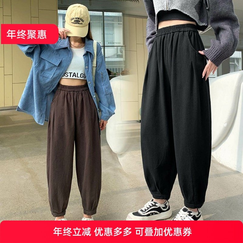 棉斜纹工装裤女秋冬季加厚加大码小个子高腰束脚加厚九分哈伦裤,女装/女士精品,棉裤/羽绒裤,淘宝优惠券,粉丝福利购,淘宝优惠卷