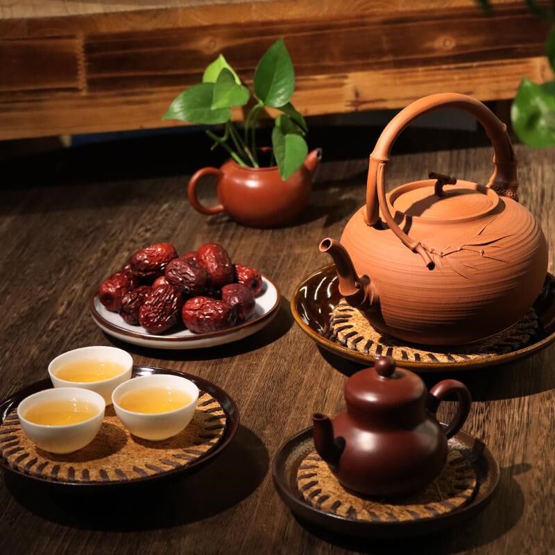 家用柴烧粗陶圆形手工养壶垫干泡茶盘茶具配件点心盘隔热防烫茶托