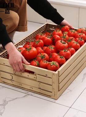 框折运输加厚带盖筐叠子仿木纹水果物流箱储物箱塑仓IJD储箱料框